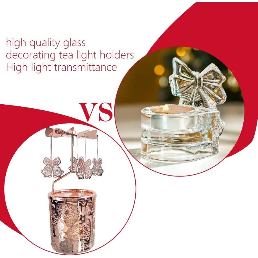 Glass Christmas Bell Tea Light Holder Clear Glass Candle Holder for Christmas Crystal Candle Holder Candle Not Iluded Single