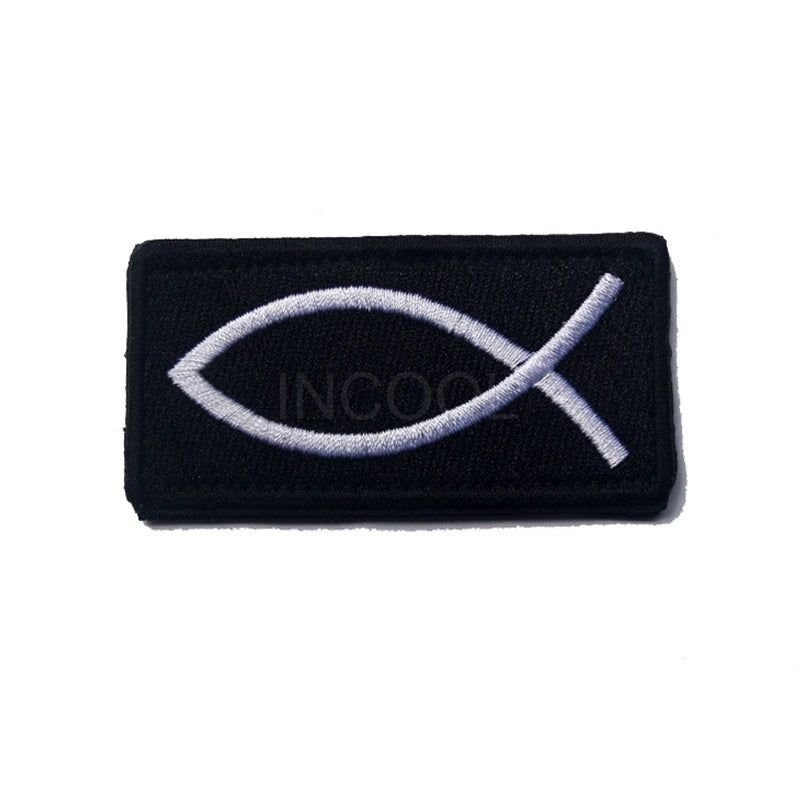 Jesus Fish Embroidery Patch Patches Christian Fish Symbol Appliques Embroidered Patches For Clothing Backpack Jacket