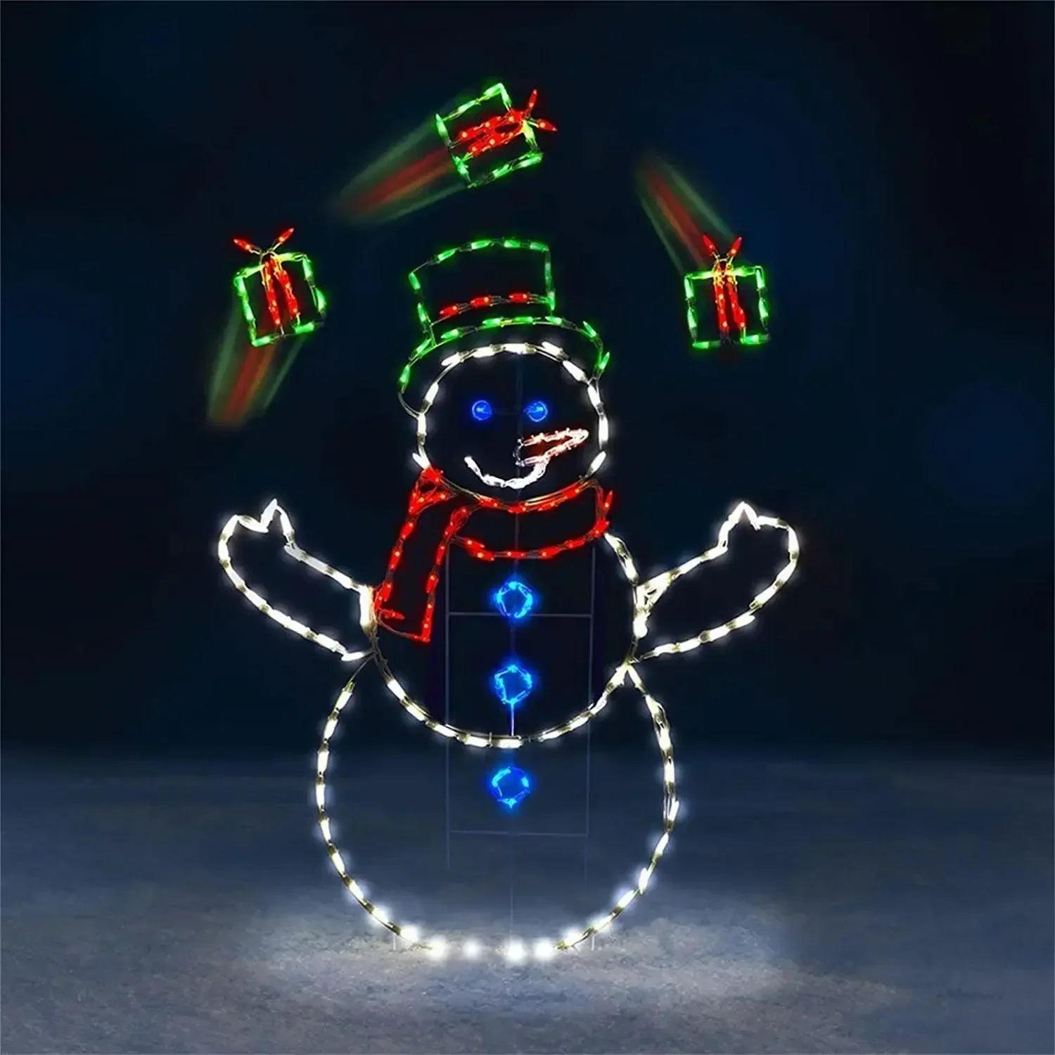 Animated Snowball Light LED Glowing Glitter Snowman Christmas Decor for Home Outdoor Garden Yard Xmas Ornament