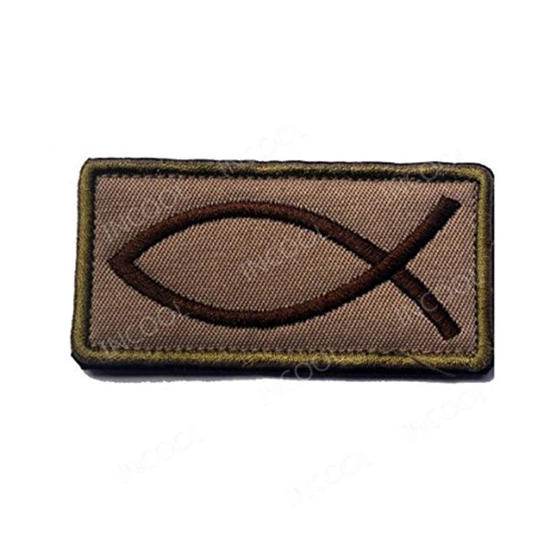 Jesus Fish Embroidery Patch Patches Christian Fish Symbol Appliques Embroidered Patches For Clothing Backpack Jacket