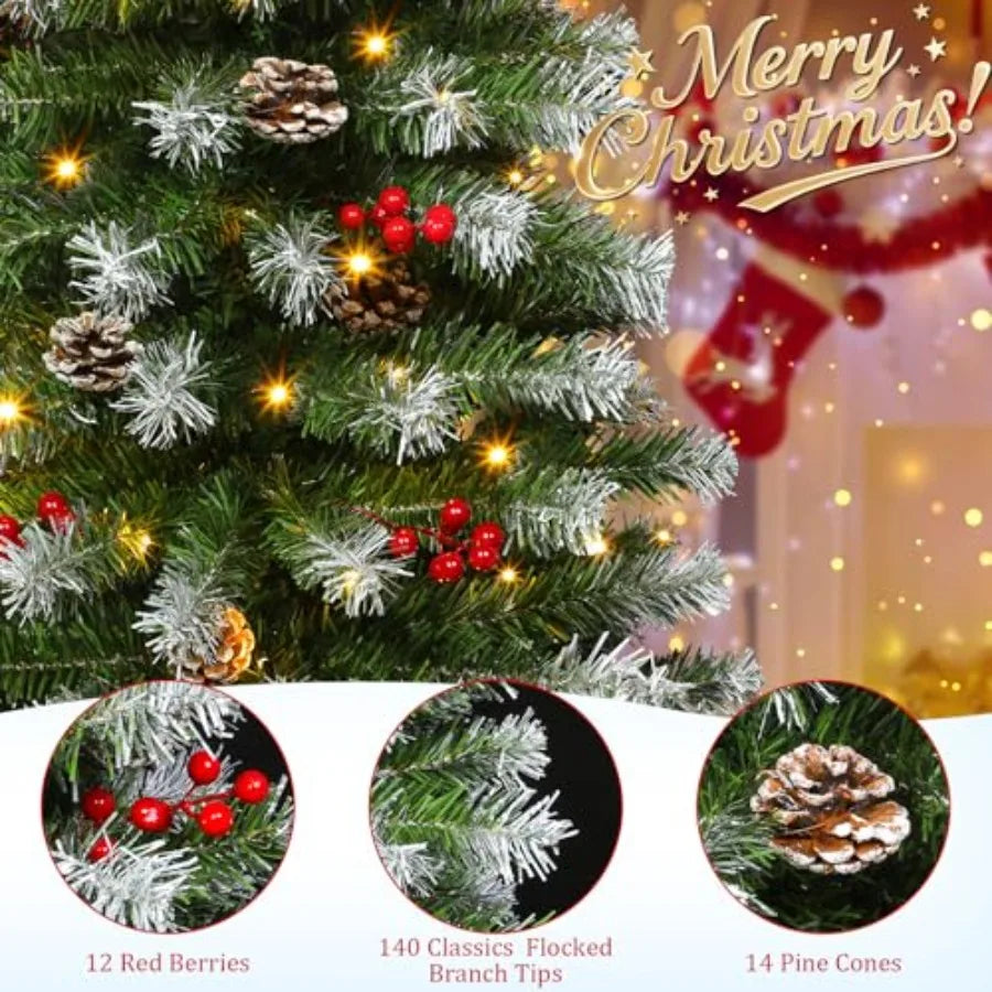 2 Pack 4 Ft Entrance Christmas Tree in WoodLike Box Base Artificial Potted Xmas Tree with 60 LEDs Warm White Light Timer Waterp