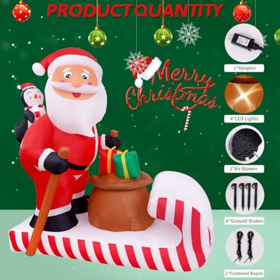 6.5FT Christmas Inflatable Santa Rides a Sledge Decoration with Builtin LED Lights for Outdoor Yard Holiday Decor Perfect for P