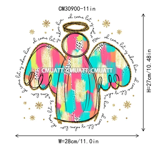 Coquette Jesus Glory To God In The Highest Christian Merry And Bright Christmas DTF Heat Transfer Stickers Iron On For Clothing
