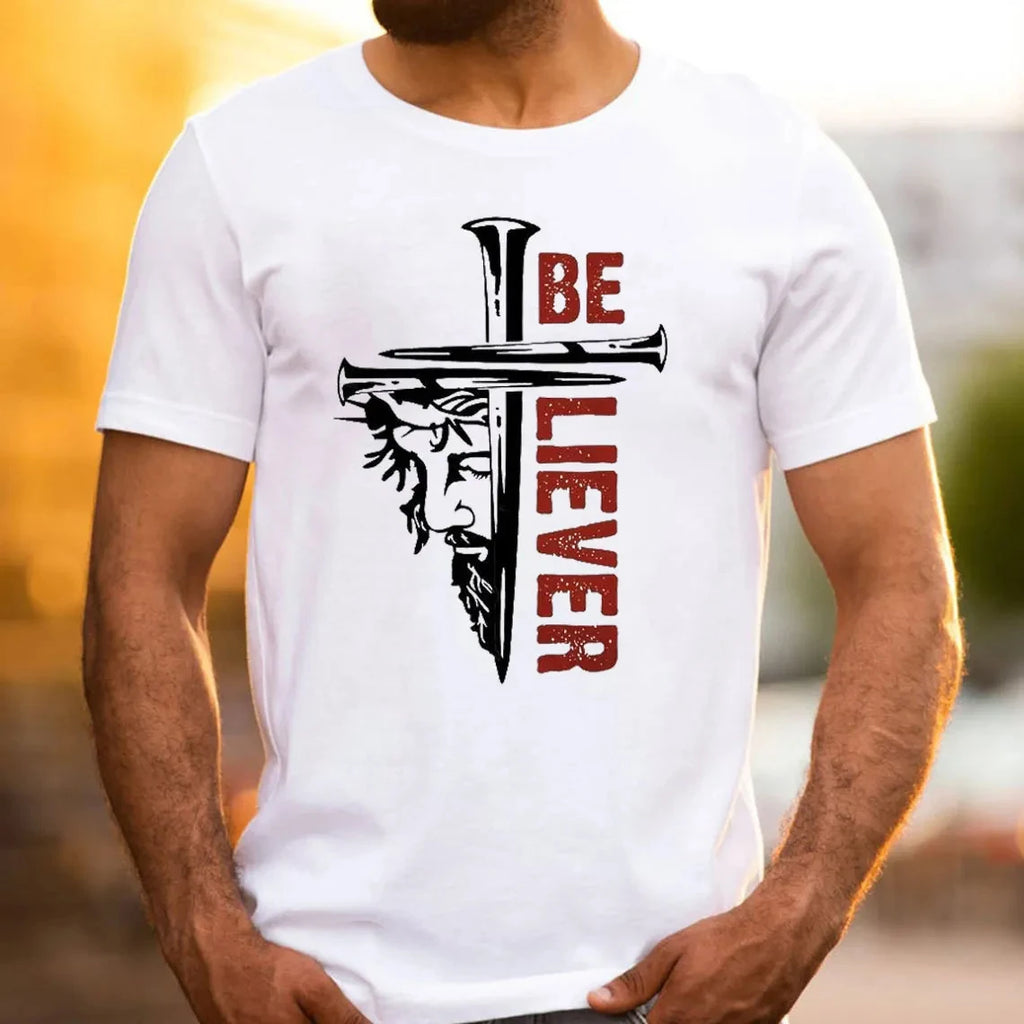 Believer Christian T-Shirt Men's and Women's Short Sleeve Cotton Tees Y2k Shirt Men Clothing Summer Blouse Oversize Tops