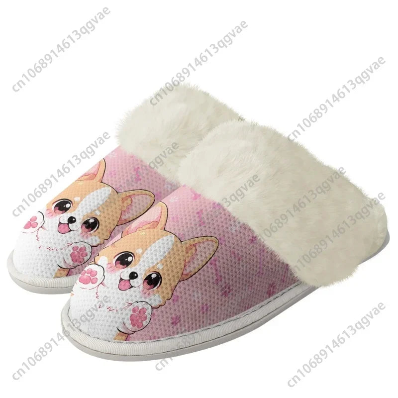 Pink Butterfly Petals Christmas Gift Slippers Mens Womens Home Cotton Plush Bedroom Keep Warm Custom Thermal Lightweight Slipper