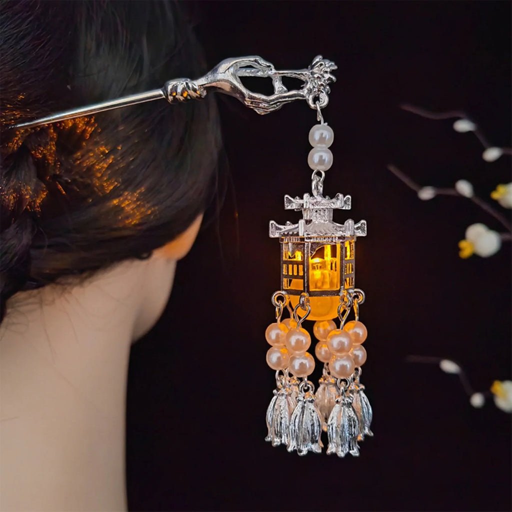 Retro Chinese Style Hair Sticks Forks with Led Light Women Girls Halloween/Christmas Costume Party Hairpins Hair Jewelry Decor