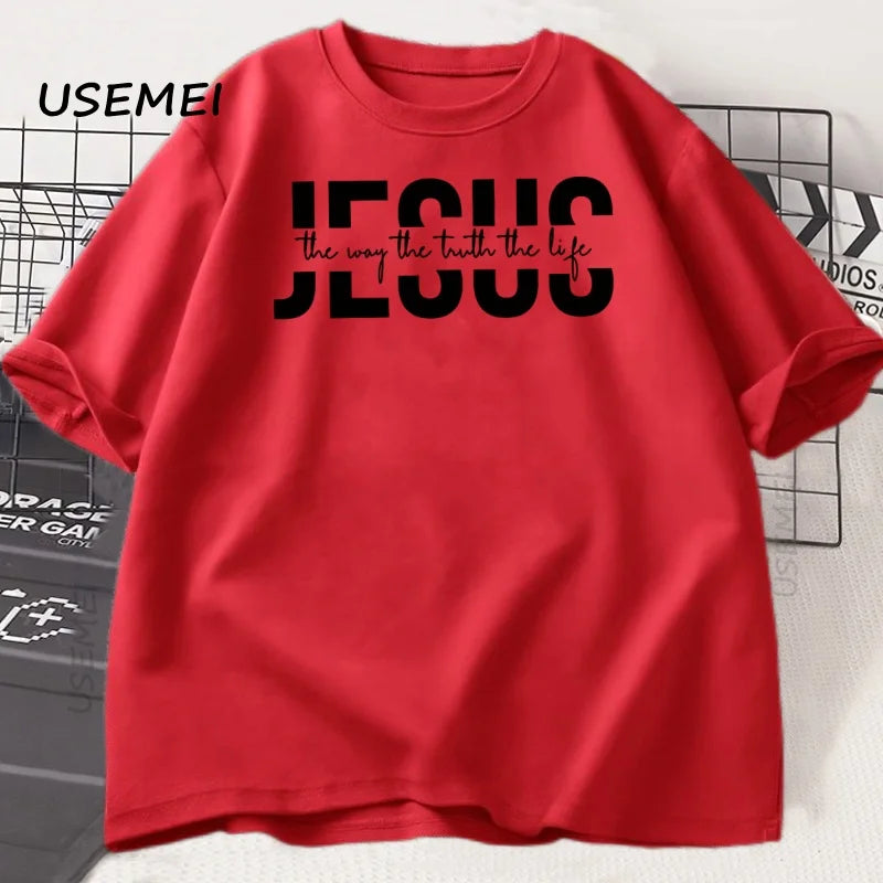 Jesus Religious T Shirt Christian Cotton T-shirt Casual Round Neck Cotton Short Sleeve Tshirt Men Women Printed Tees Clothing