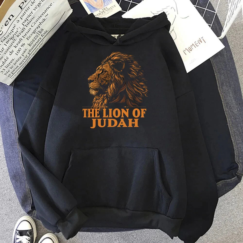 Jesus Lion of Judah Christian Gift for Men Women Hoodie Vintage Hoodie Animal Tops Ropa Hombre Men Clothing Sweatshirt