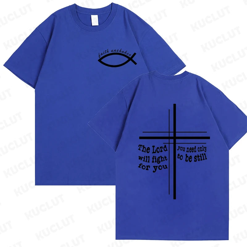 Faith Unshaken Women T-Shirt Christian Jesus Graphic Y2k Tops Harajuku Ulzzang Shirts & Blouse Short Sleeve Tees Female Clothing