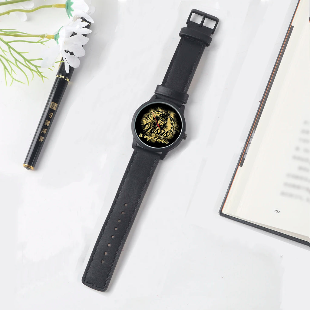 Factory Store Jesus Design Christianity Son of God Style Clothing Matching Gifts for Christian Men's Battery Quartz Wrist Watch