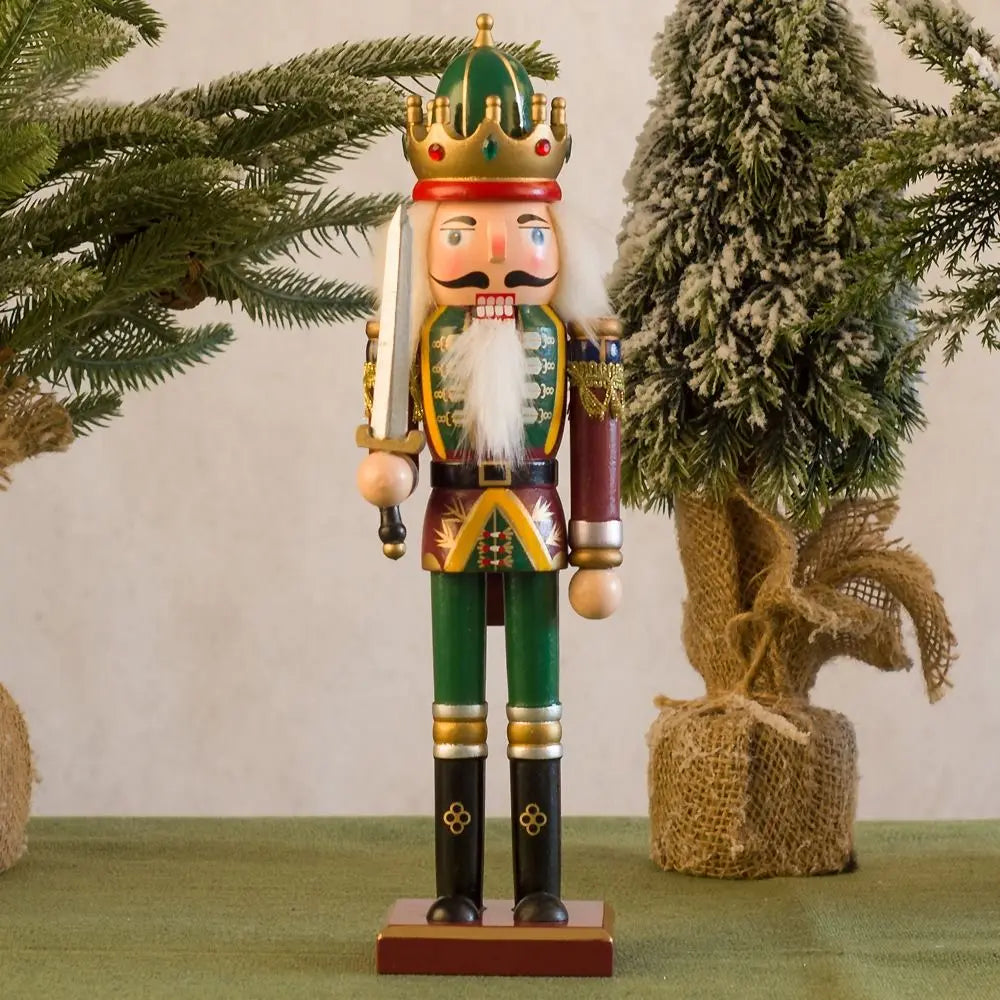 Merry Christmas Vintage Christmas Nutcracker Painted Handicraft Soldier Doll King Drummer Handcraft Figurine Ornament Home