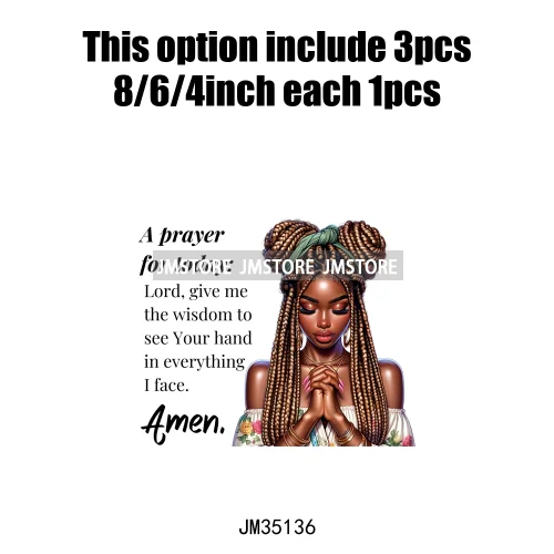 Christian Black Woman Positive Affirmation Bible Praying Blessed Iron on DTF Transfers Stickers Ready to Press for Clothing Bags