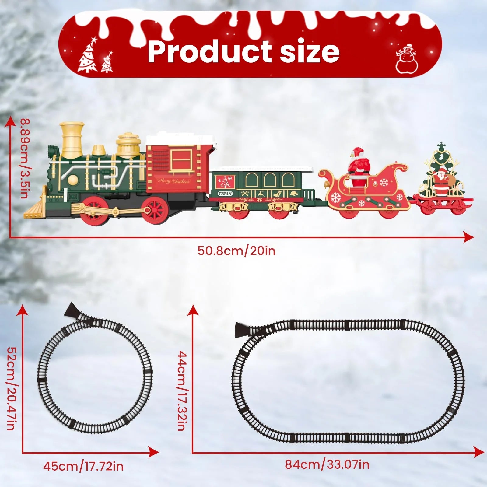 Christmas Train Set Model Car for Children Toy with Steam and Light Adjustable Sound and Music Vehicle Xmas Toys Gifts for Kids