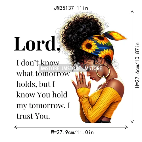 Christian Black Woman Positive Affirmation Bible Praying Blessed Iron on DTF Transfers Stickers Ready to Press for Clothing Bags