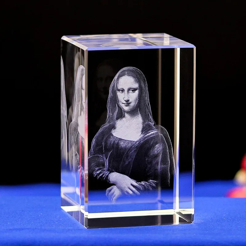 3D K9 Crystal 5x5x8cm Cube Christian Jesus Cross Figurine Home Decor Virgin Laser Engrave Crystal Religious gifts for Kids birth