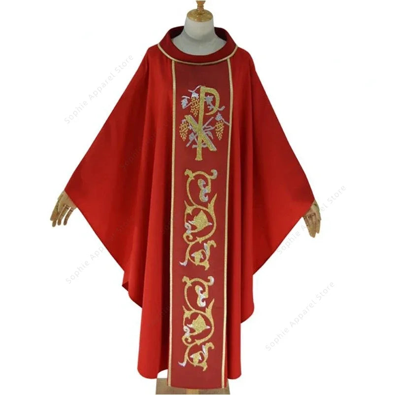 Chasuble Priest Uniform Catholic Clergy Robe Gothic Style Vestments Pastors Costume Christian Liturgical Churches Clothing
