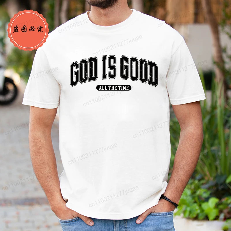 Retro Christian T-Shirt for Men Women Short Sleeve Funny T Shirt Tee Shirt God Is Good All The Time Fashion Summer Mens Clothing