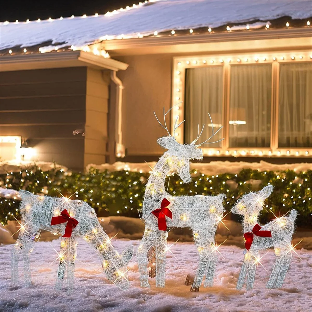 Christmas decorationLighted Christmas 2D Reindeers Outdoor DecorationsPre-Lit Light Up Xmas Rudolph & Santa Sleigh