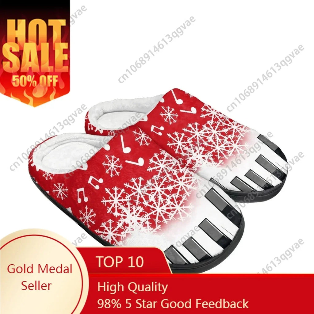 2025 New Arrival Christmas Piano Keyboard Music Home Cotton Slippers Mens Womens Teenager Plush Bedroom Keep Warm Custom Slipper