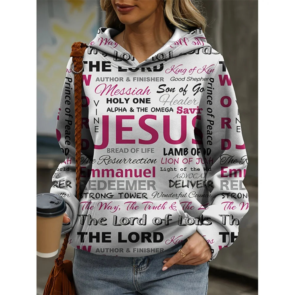 Jesus Christian Hoodies Women Fashion Hoodie Letter Print Sweats Harajuku Coats Women Sweatshirt Gym Pullovers Women's Clothing