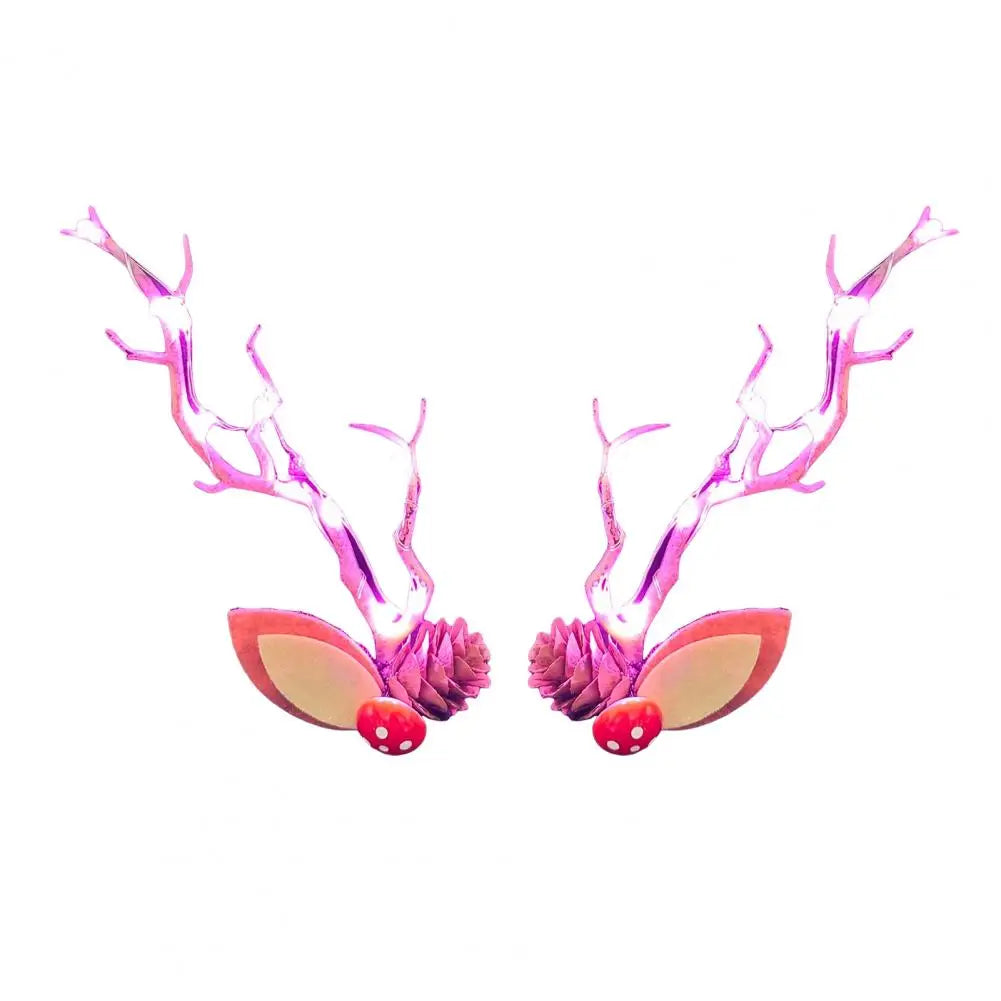 1 Pair Hair Pins LED Light Antler Decor Luminous Hair Clips Lightweight Easy to Wear Hairpins Christmas Hair Accessories