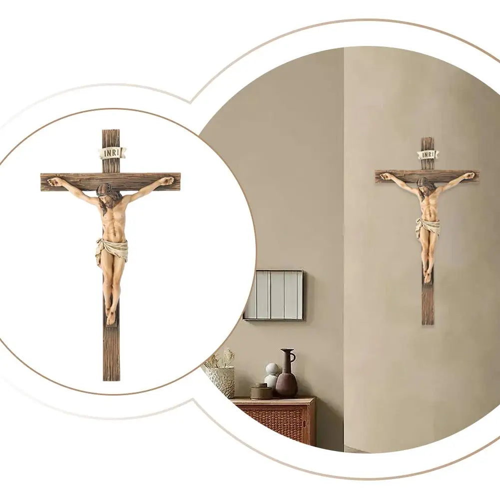 Easter Wall Cross Resin Figurine Jesus Home Office Desktop Decor Religious Holiday Ornament Gift Art Sculpture For Christian