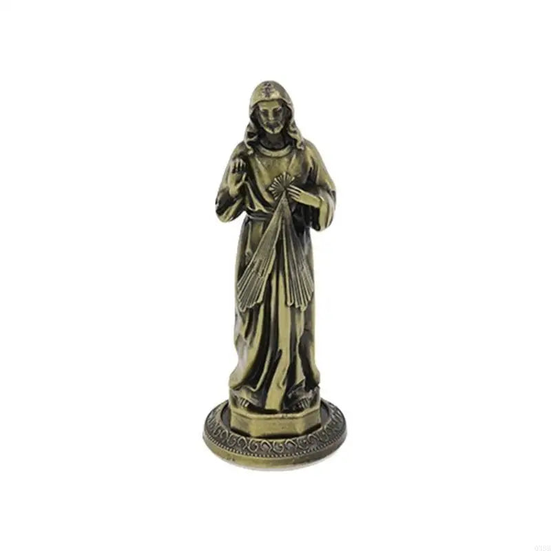 Q39B Vintage Antique Metal Standing Maria Figurine Catholic Miniature Statue Christian Religious Ornament for Tabletop Decors