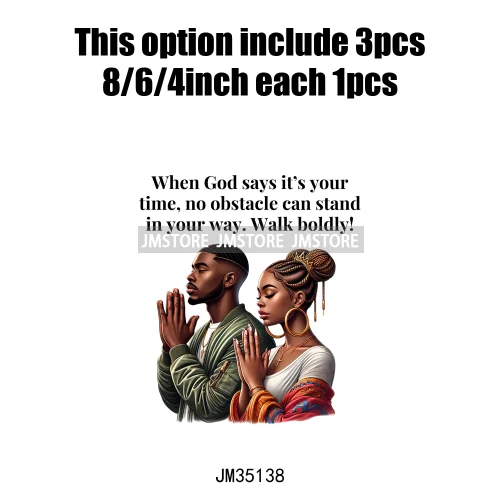 Christian Black Woman Positive Affirmation Bible Praying Blessed Iron on DTF Transfers Stickers Ready to Press for Clothing Bags