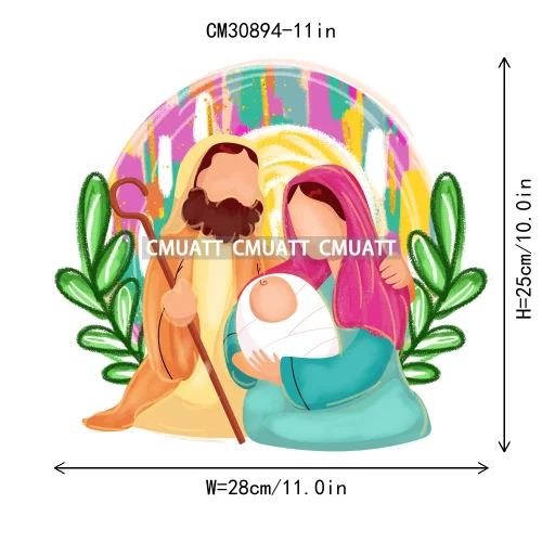 Coquette Jesus Glory To God In The Highest Christian Merry And Bright Christmas DTF Heat Transfer Stickers Iron On For Clothing