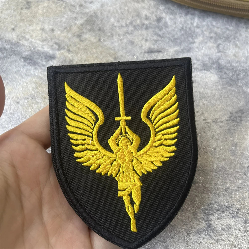 Archangel Michael Tactical Morale Emblem Christian Angel Wings Sword Embroidery Hook Loop Patches for Clothing Backpack Sticker