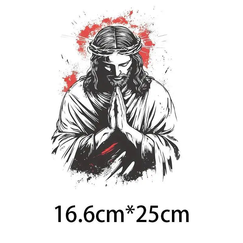 25cm Jesus Prayer Love Heat Transfer Stickers Iron On T-shirt and Canvas Bag DIY Decoration Christian Clothing