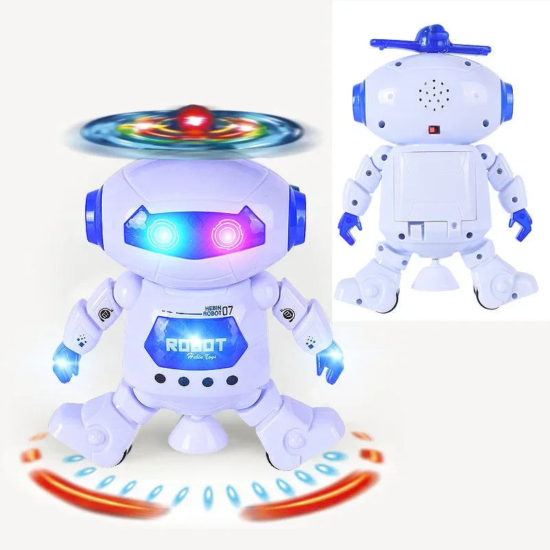 Kids Music Robot Toys Rotating Dance With LED Light Electronic Walking Interactive Toys for Boys Girls Baby Birthday Xmas Gift