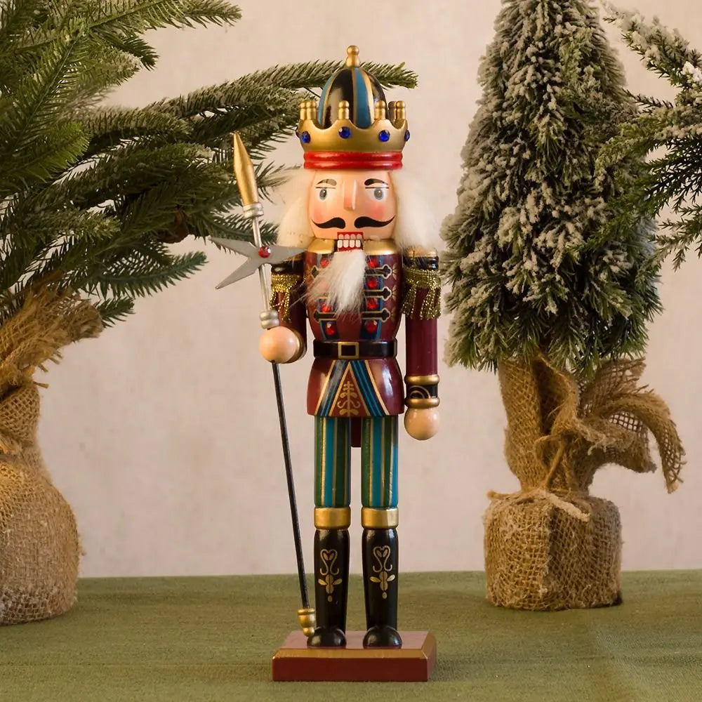 Merry Christmas Vintage Christmas Nutcracker Painted Handicraft Soldier Doll King Drummer Handcraft Figurine Ornament Home