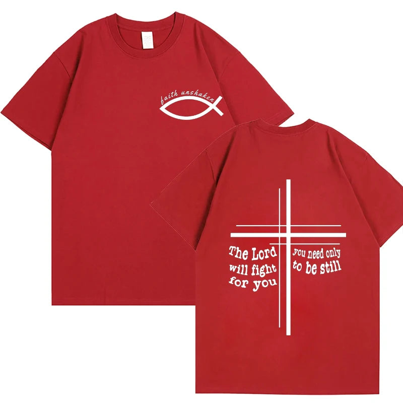 Faith Unshaken Women T-Shirt Christian Jesus Graphic Y2k Tops Harajuku Ulzzang Shirts & Blouse Short Sleeve Tees Female Clothing