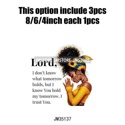 Christian Black Woman Positive Affirmation Bible Praying Blessed Iron on DTF Transfers Stickers Ready to Press for Clothing Bags