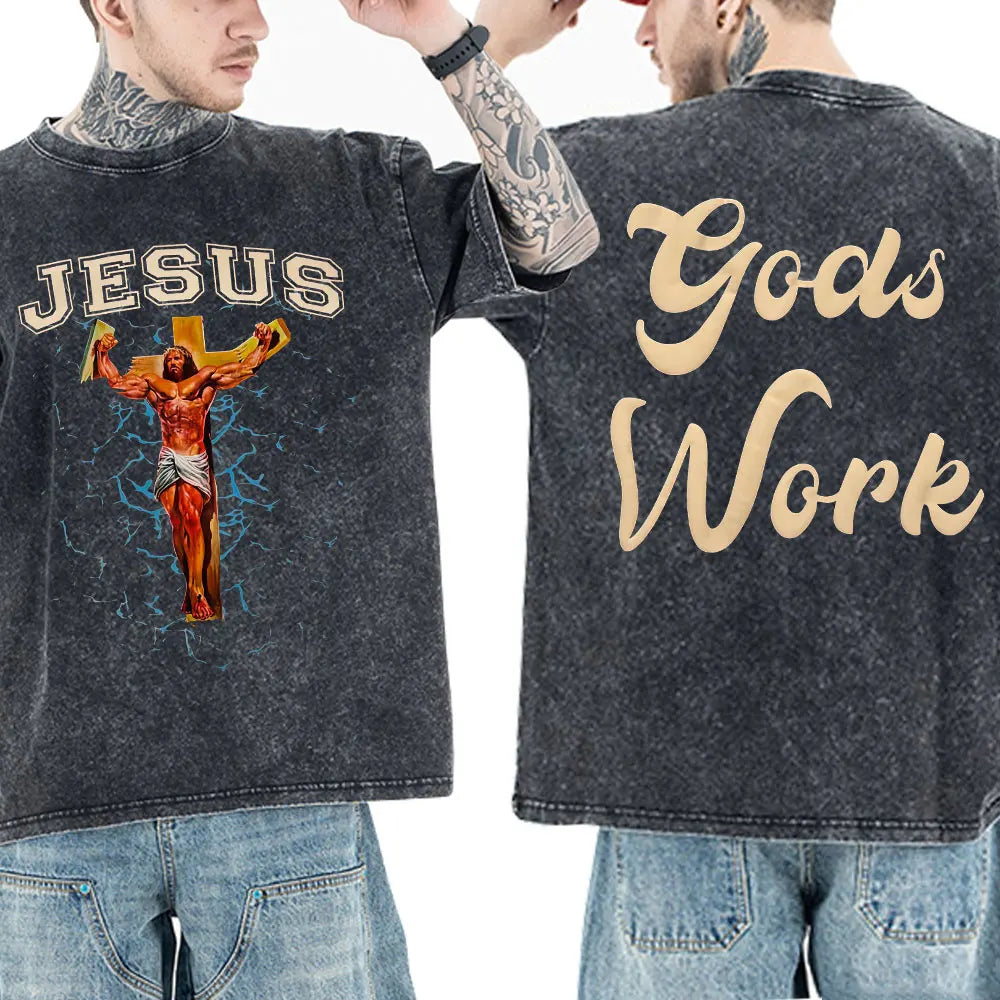 Christian Jesus Faith Bible Verse Washed T-shirts Men Women Clothing Fashion Vintage Oversized T Shirts Casual Cotton T-shirt