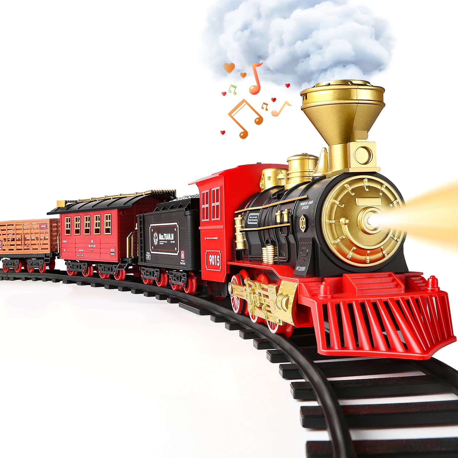 Christmas Train Set with Steam, Light and Sounds,Toy Train Set for Under Christmas Tree,Model Trains for Kids Xmas Birthday Gift