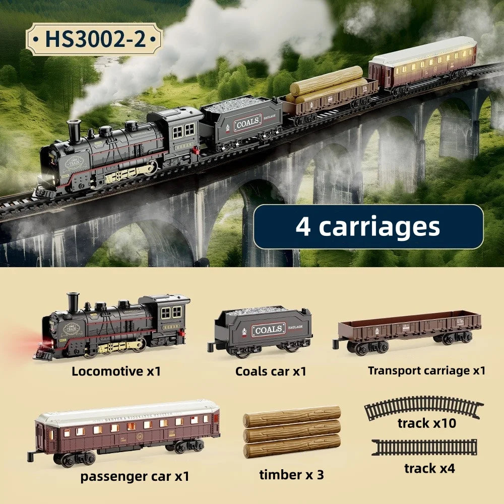 Electric Train Toy with Lights and Sound Train Set for Under Christmas Tree, Locomotive Train Model with Track Birthday Gifts