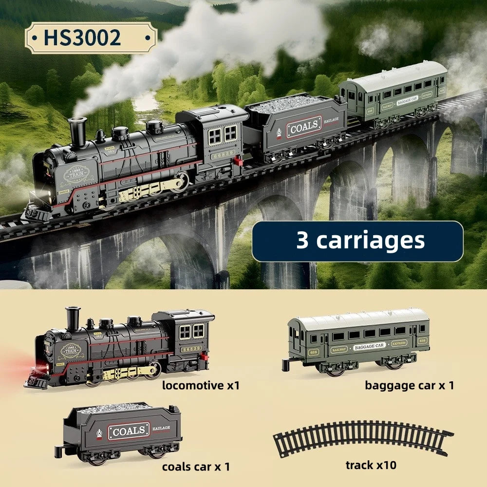 Electric Train Toy with Lights and Sound Train Set for Under Christmas Tree, Locomotive Train Model with Track Birthday Gifts