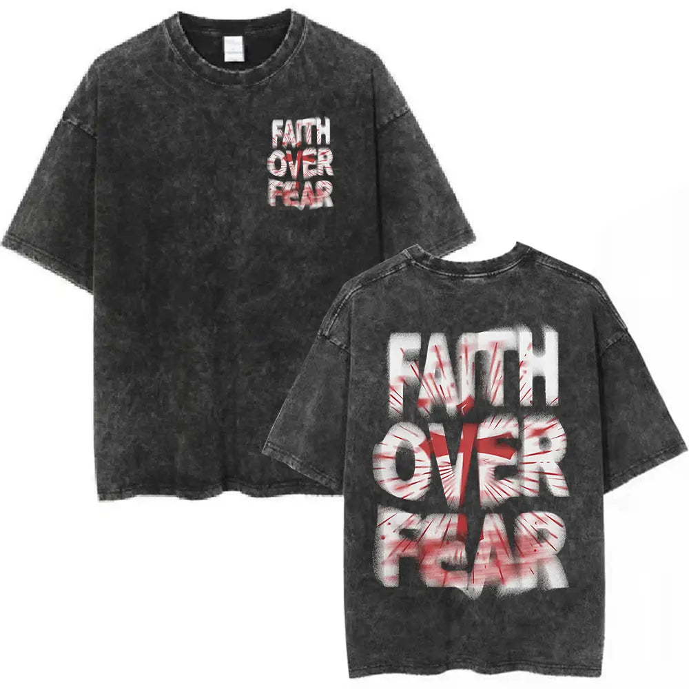 Washed Vintage Christian Jesus Bible Verse T-shirts Men Women Clothing Fashion Harajuku Cotton Short Sleeves Oversized T Shirts