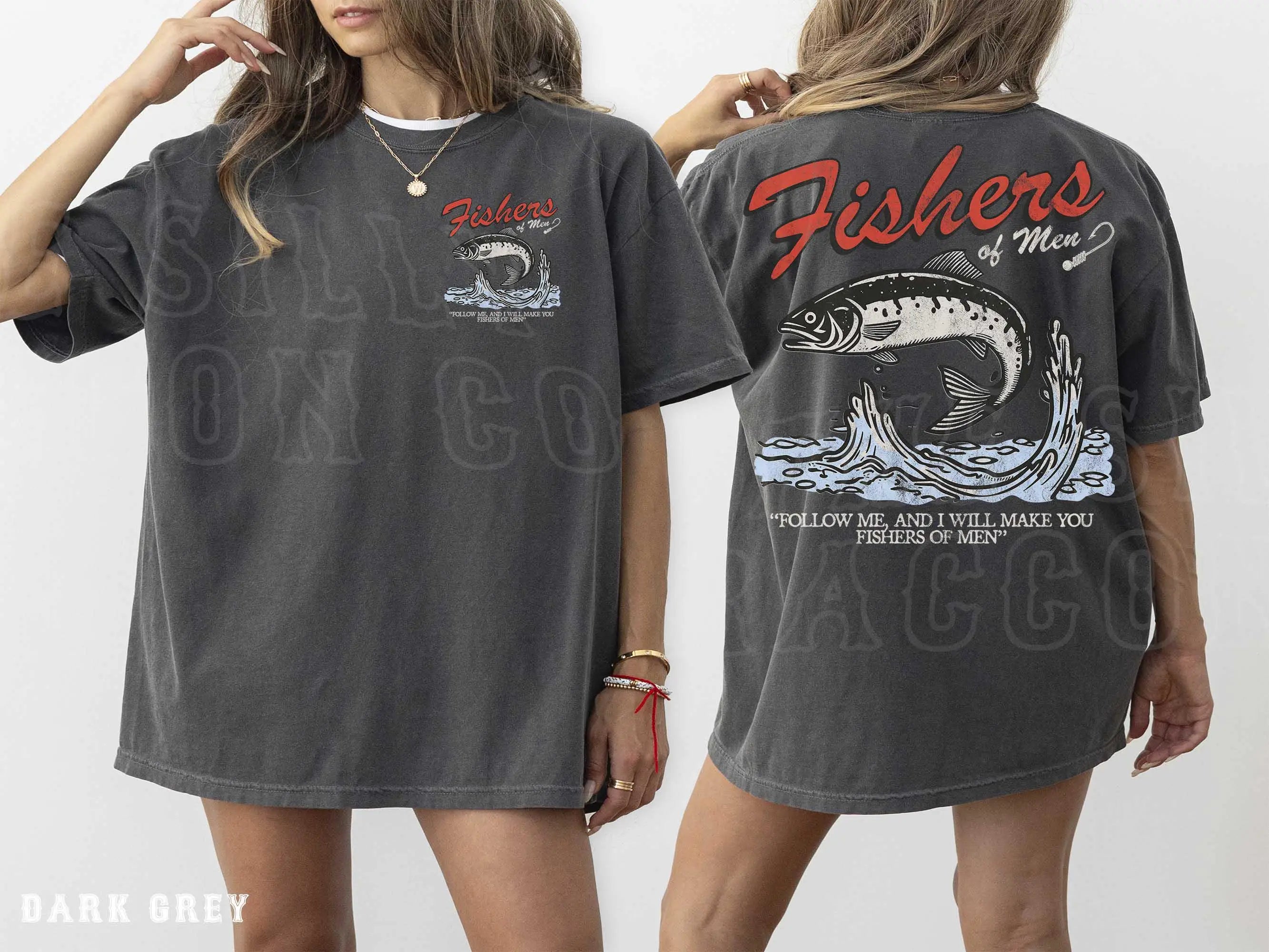 Fishers of Men Shirt Christian Fishing T-shirt for Men Vintage Faith Graphic Tee Outdoors Clothing Jesus Religious Gift for Him