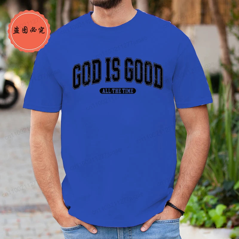 Retro Christian T-Shirt for Men Women Short Sleeve Funny T Shirt Tee Shirt God Is Good All The Time Fashion Summer Mens Clothing