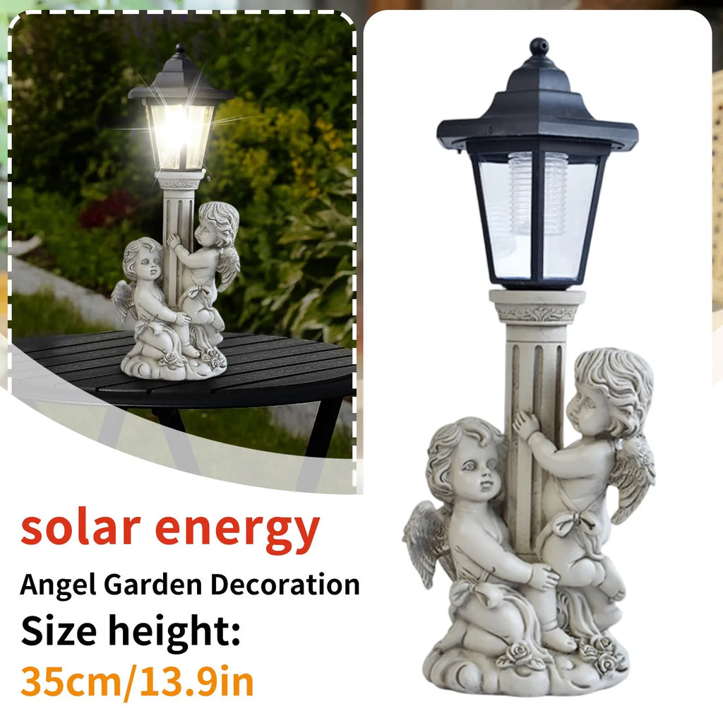 Courtyard Handicrafts Solar Angel Garden Decorations Outdoor Porch Ornaments Creative Garden Lighting Halloween Christmas Gifts