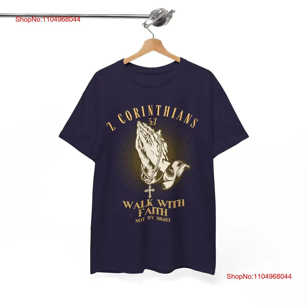 Faith Walk T Shirt Christian Religious Clothing Inspirational Quote Top Bible Verse Praying Hands Apparel vintage Washed