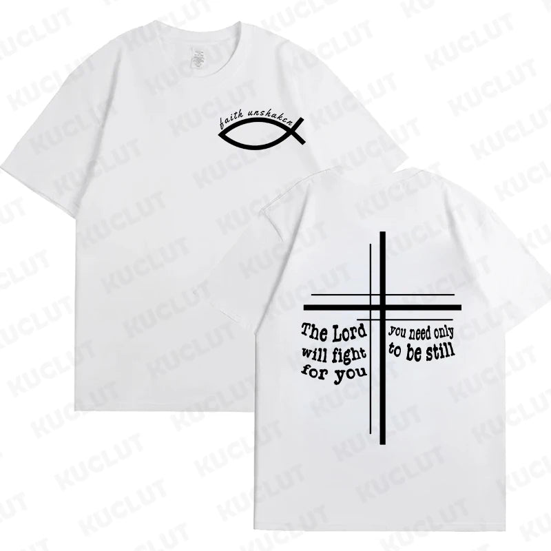 Faith Unshaken Women T-Shirt Christian Jesus Graphic Y2k Tops Harajuku Ulzzang Shirts & Blouse Short Sleeve Tees Female Clothing