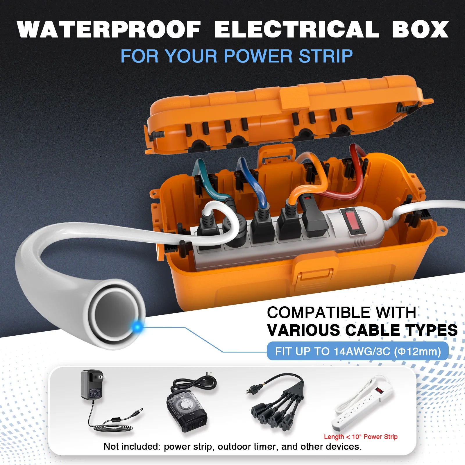 IP54 Waterproof Electrical Cover for Halloween/Christmas Decoration Outdoor Cable Box for Power Cables/Plugs/Lights/Garden Timer