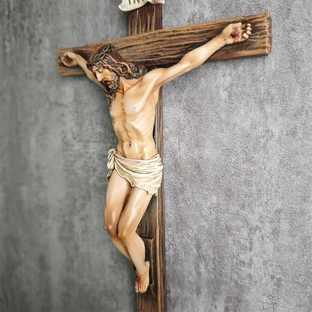 Easter Wall Cross Resin Figurine Jesus Home Office Desktop Decor Religious Holiday Ornament Gift Art Sculpture For Christian