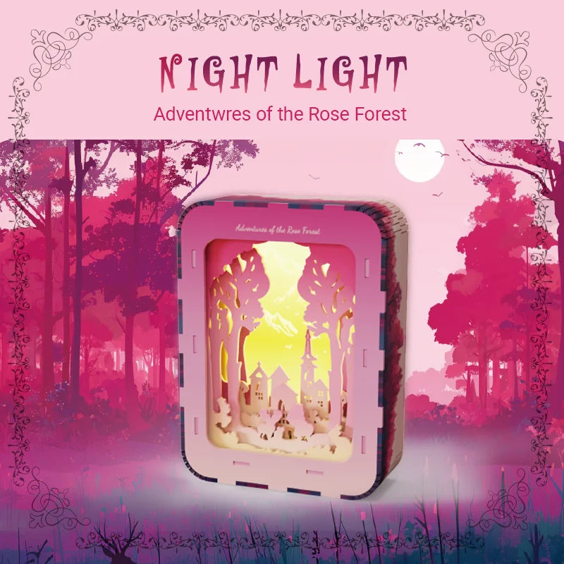 3D Puzzle Night Light Wooden Model Kit Creative Desktop Decoration MOC Fairy Tale Architecture Building Set Holiday Gift