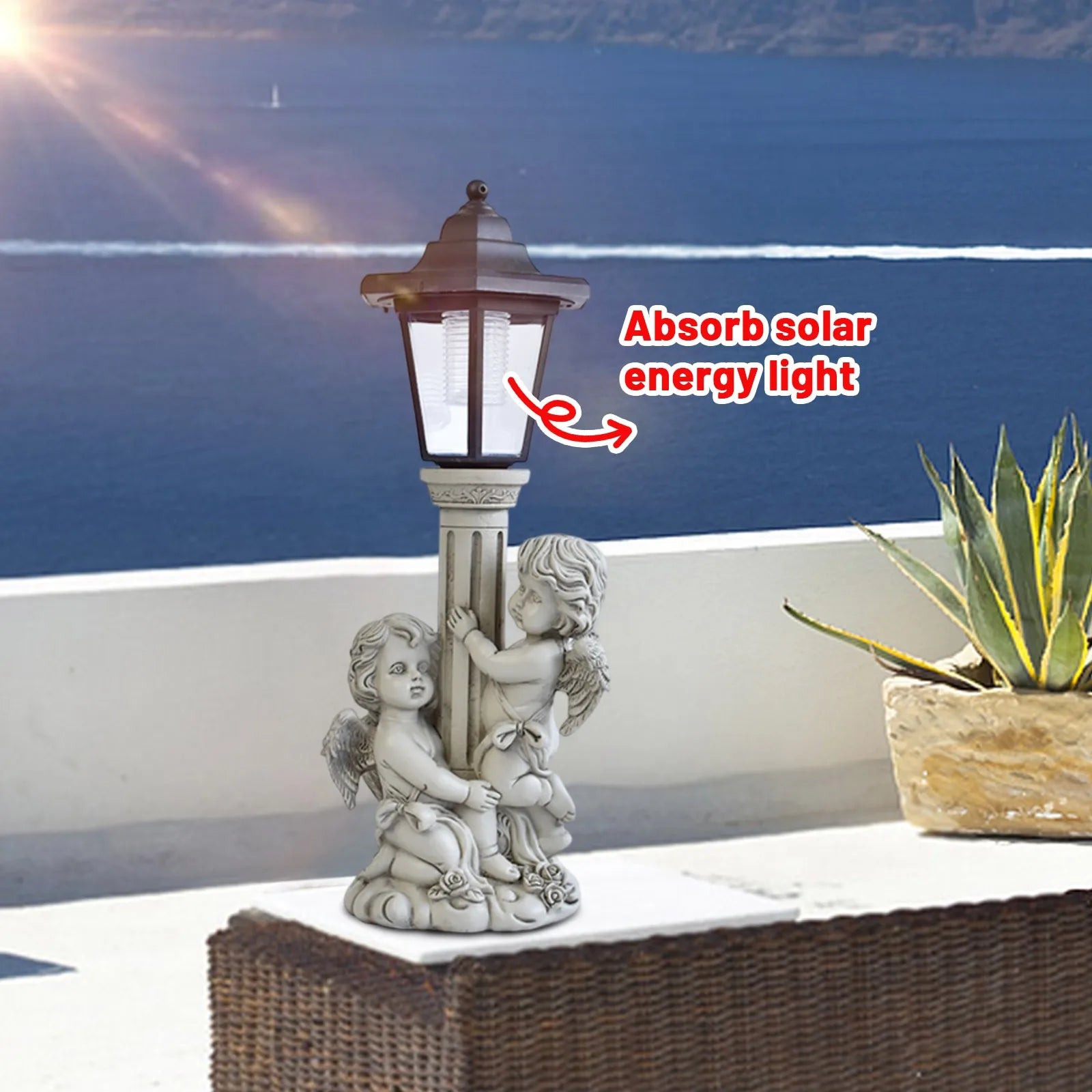 Courtyard Handicrafts Solar Angel Garden Decorations Outdoor Porch Ornaments Creative Garden Lighting Halloween Christmas Gifts