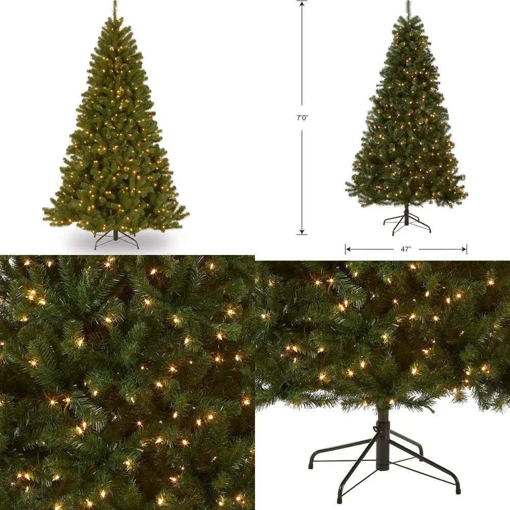 7-Foot North Valley Spruce Artificial Christmas Tree with Pre-Lit White Lights and Stand
